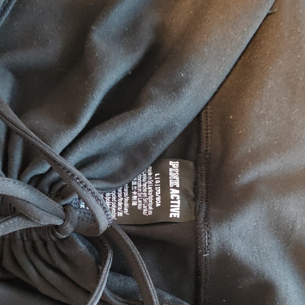 Pink Active Black Drawstring Top